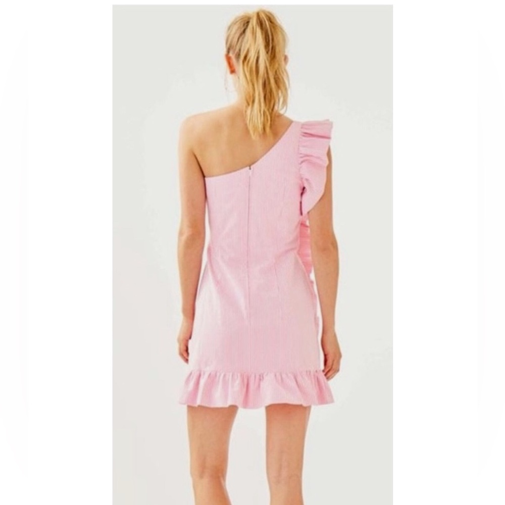 New LILLY PULITZER Tiffani One-Shoulder Dress in Havana Pink *Barbiecore* NWT - Picture 15 of 16